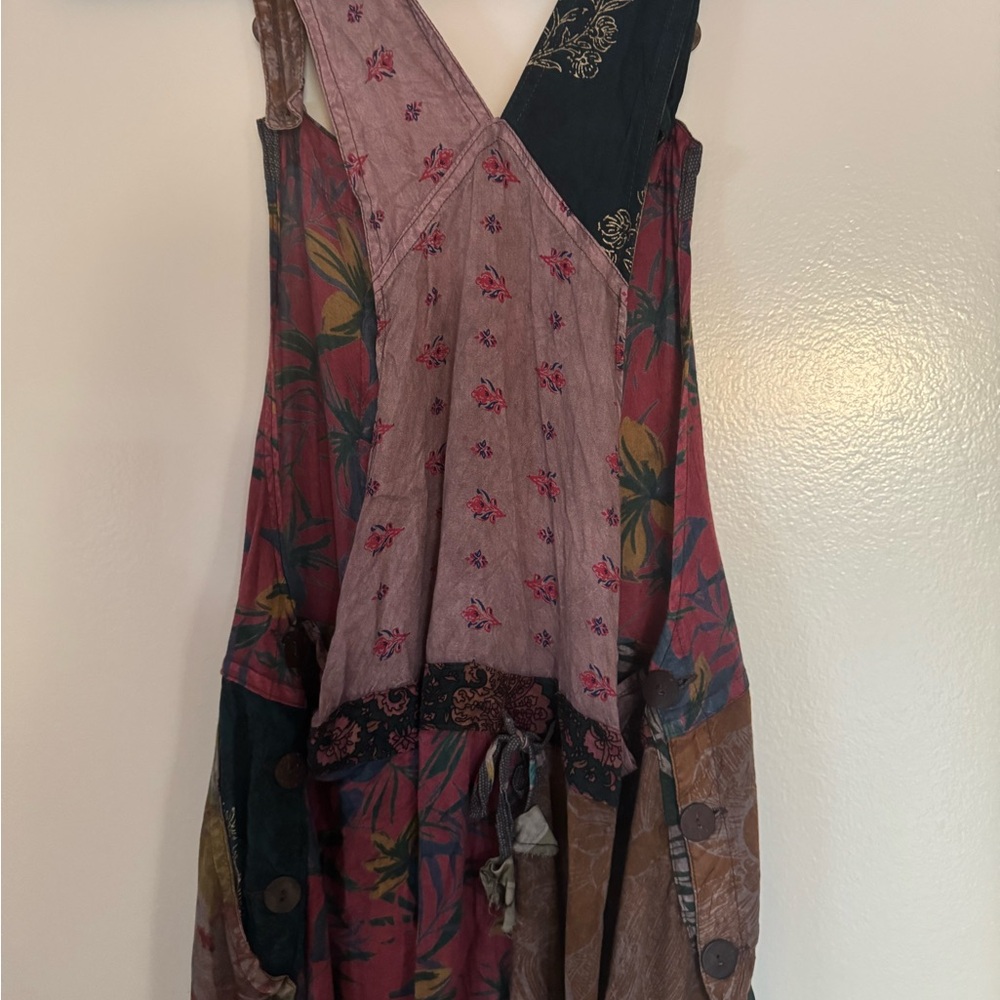 Sacred Threads Multicolor Patchwork Overalls NEW - image 2